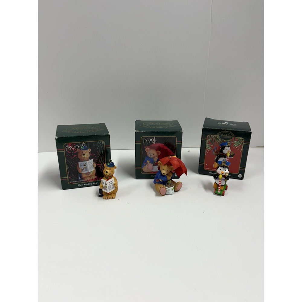 Lot of 3 Carlton Cards Heirloom Collection Christmas Ornament